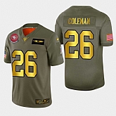 Nike 49ers 26 Tevin Coleman 2019 Olive Gold Salute To Service 100th Season Limited Jersey Dyin,baseball caps,new era cap wholesale,wholesale hats